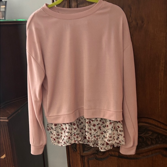 Pink Floral Layered Women's top beautiful mauve pink layered bottom - Picture 1 of 5